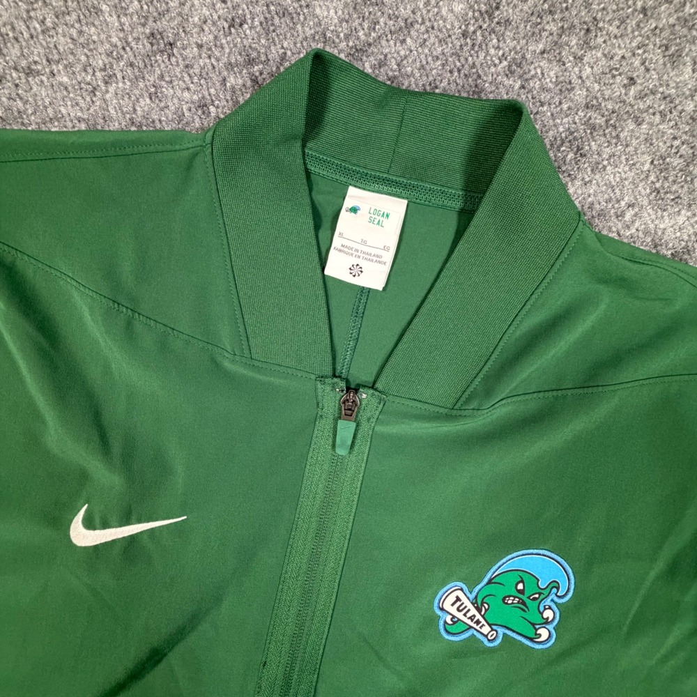Nike Tulane team issued Mens XL Green Quarter Zip Short Sleeve polo 0833